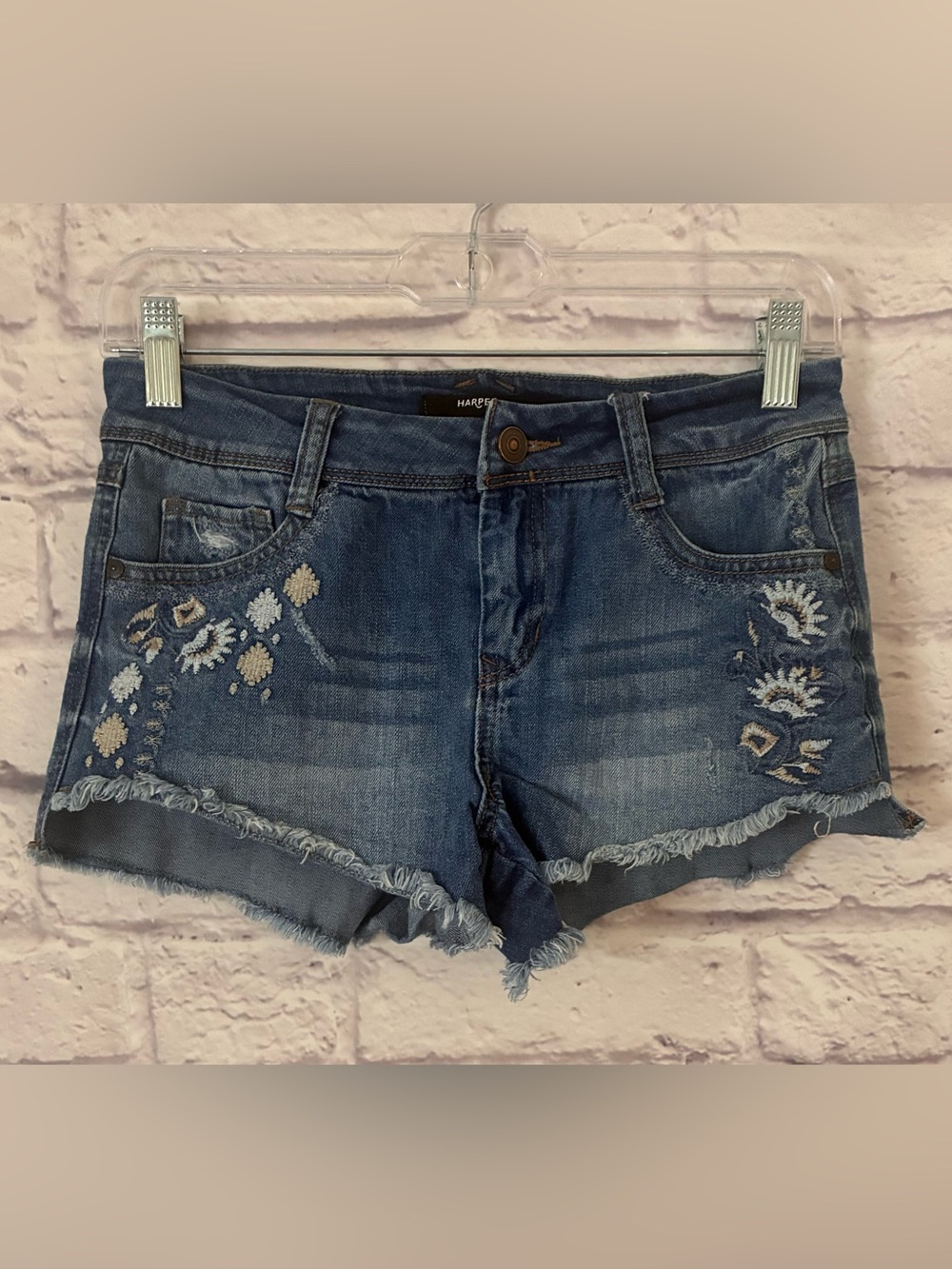 Harper Women’s Blue Embroidered Denim Shorts - Size 27